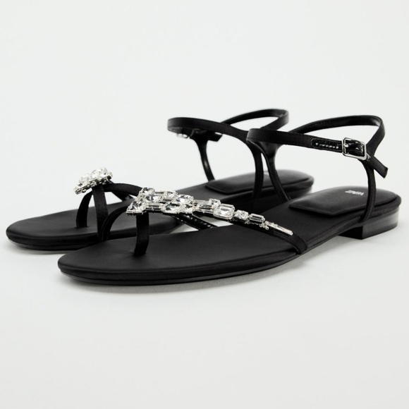 Zara Embellished Flat Sandals US 7.5 / EU 38 - Picture 2 of 9